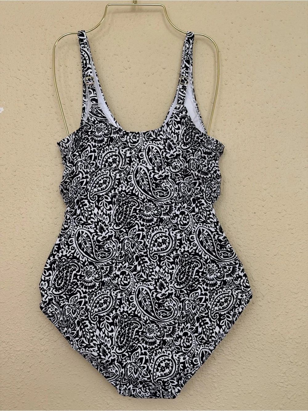 New | Lands' End | Black & White Printed One-Piece Swimsuit - size Medium